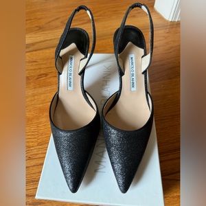 manolo blahnik black sparkly heels size 38